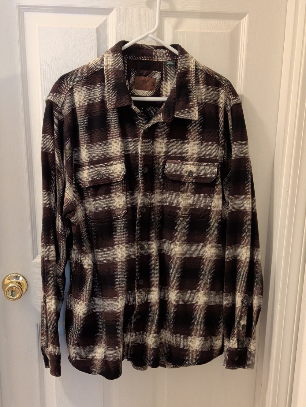 Orvis Brown and Cream Plaid Button-Down Shirt